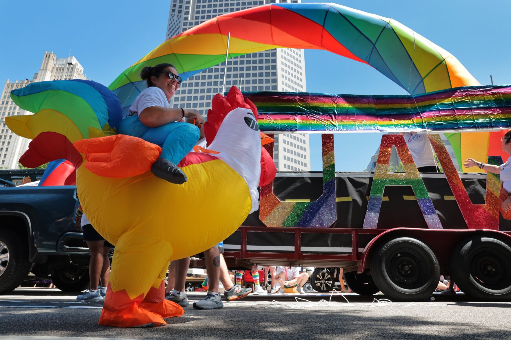 Pride parade delayed as anti-Boeing protesters block path